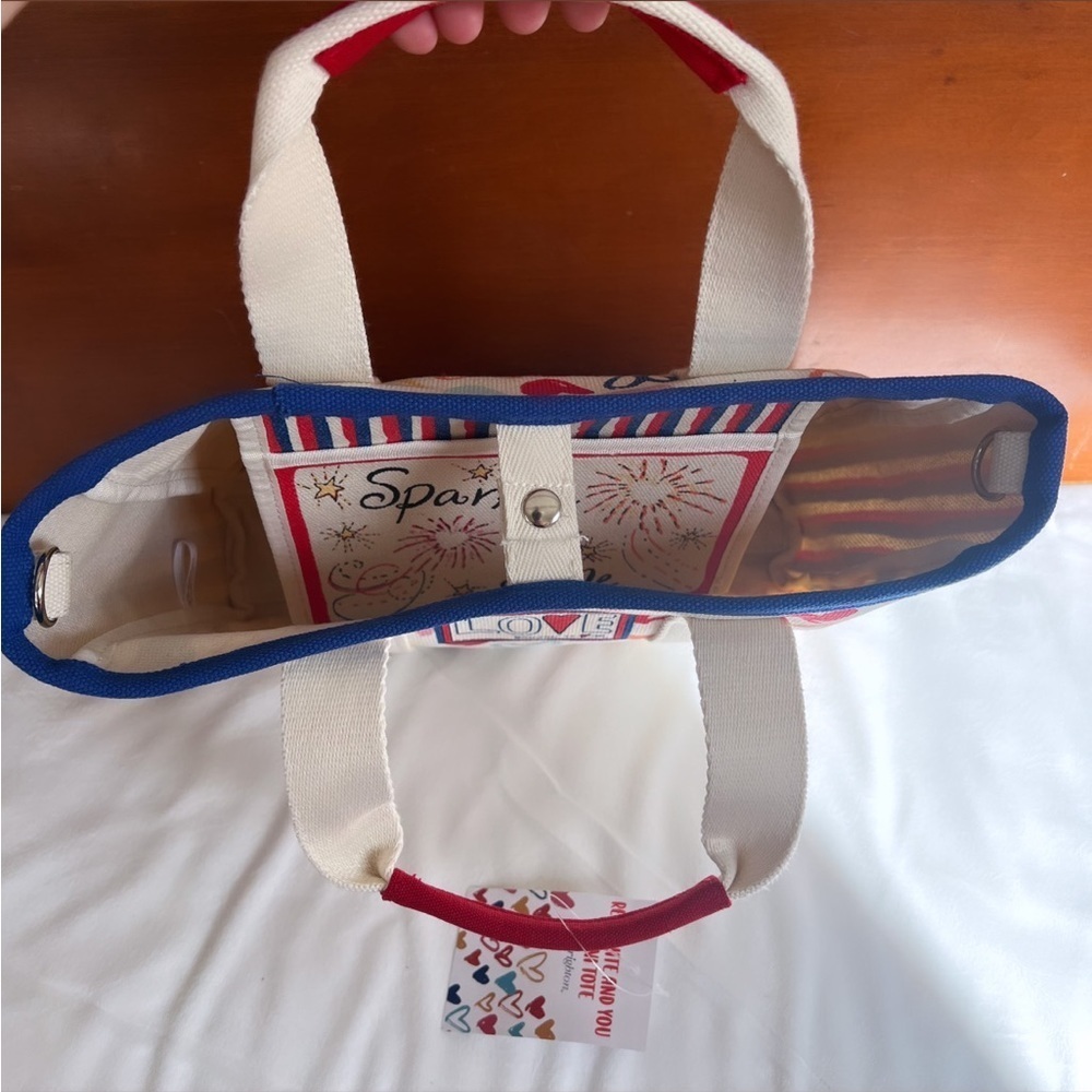 NWT BRIGHTON Red White And You Mini Canvas Tote / Crossbody Bag - Picture 11 of 16